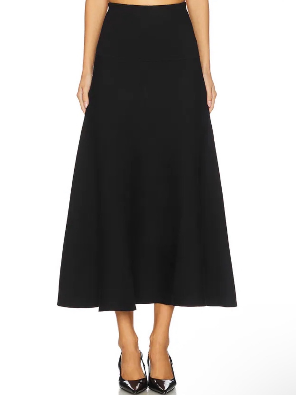 Karina Grimaldi Krystina Black High-Waisted Long A-Line Skirt